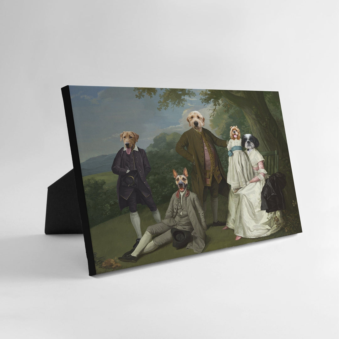 Royal and Paws - Standing Canvas The Family Picnic (Five Pets) - Custom Standing Canvas 8" x 10" / Family E