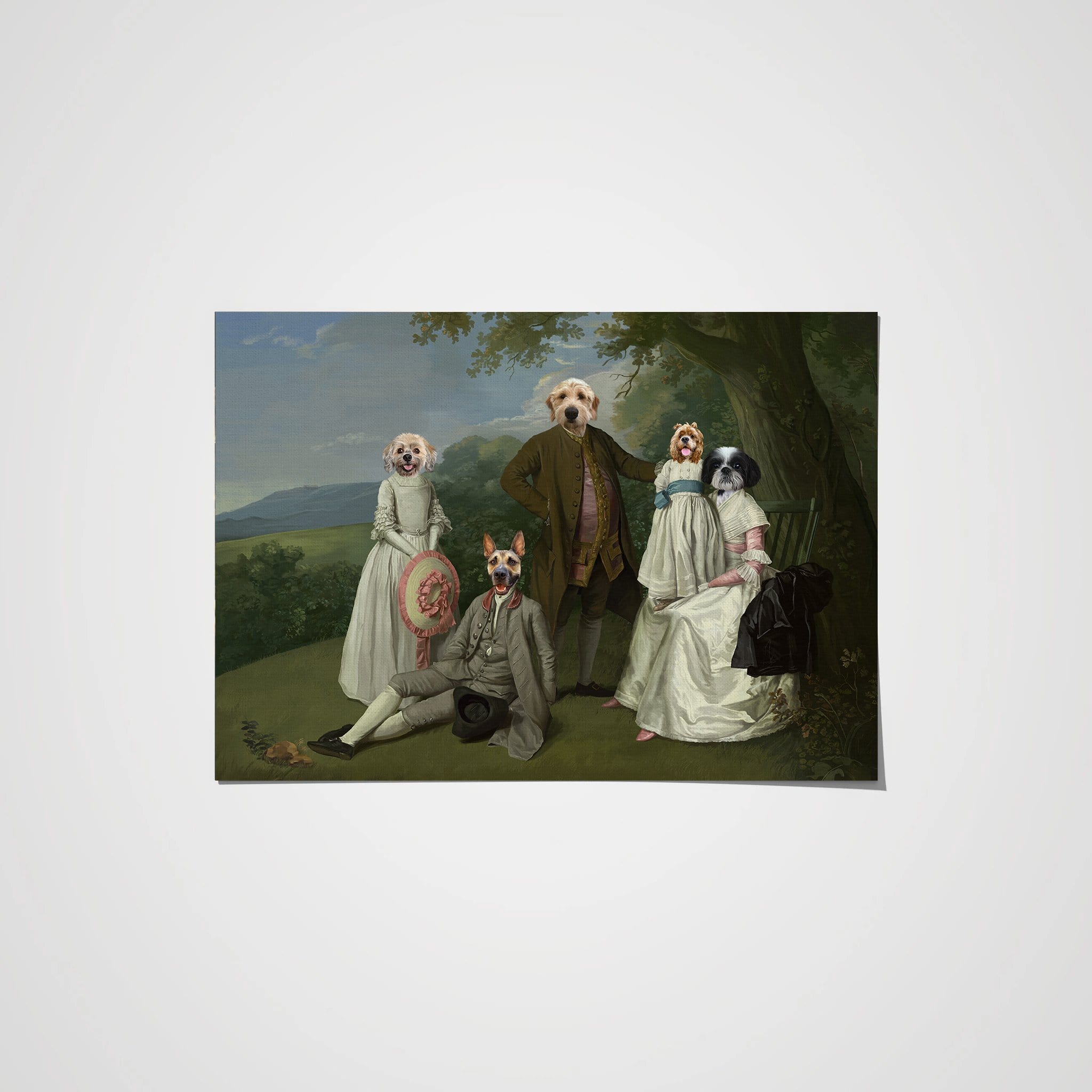 Royal and Paws - Poster The Family Picnic (Five Pets) - Custom Pet Poster 8.3" x 11.7" / Family F