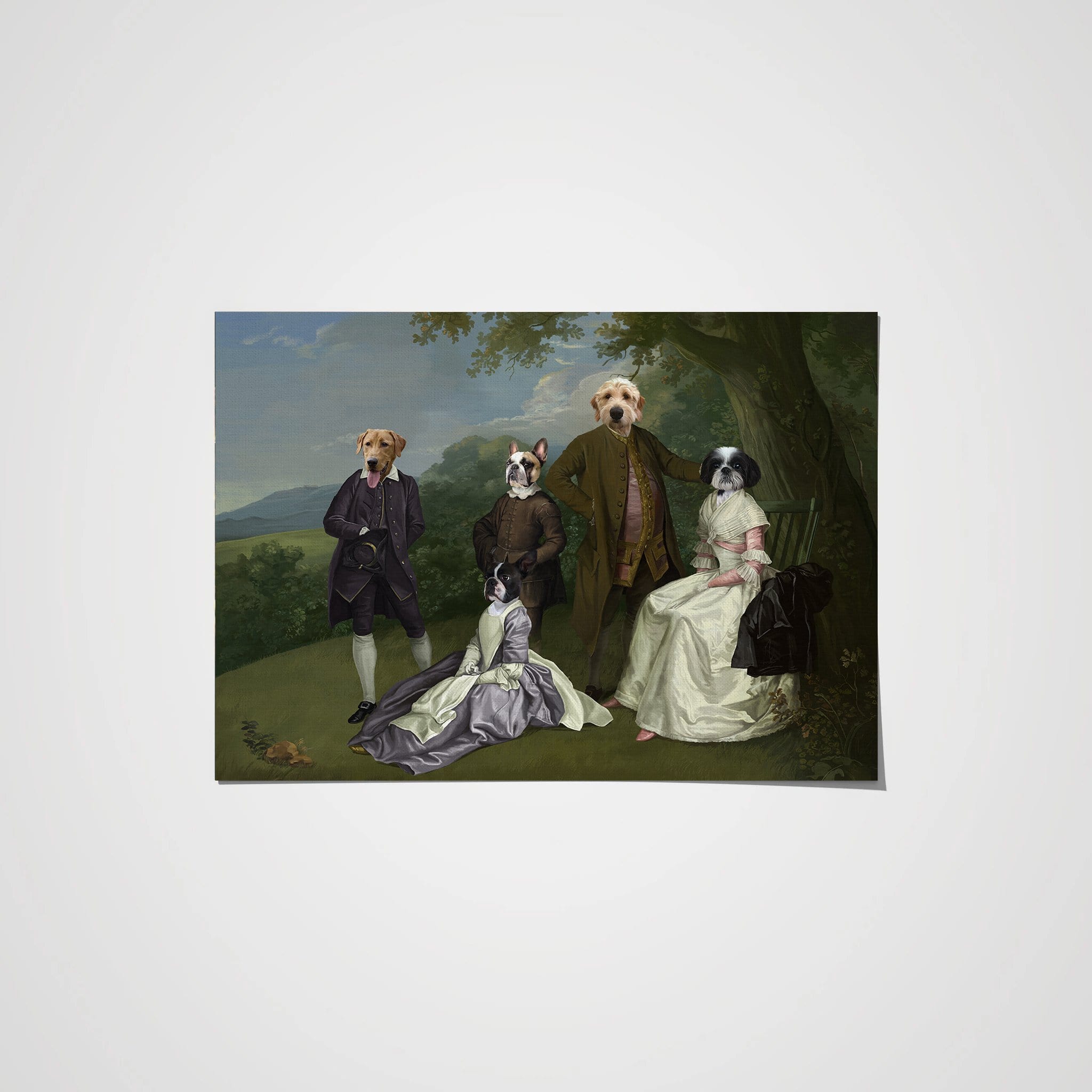 Royal and Paws - Poster The Family Picnic (Five Pets) - Custom Pet Poster 8.3" x 11.7" / Family H