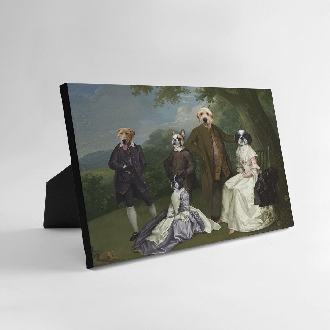 Royal and Paws - Standing Canvas The Family Picnic (Five Pets) - Custom Standing Canvas 8" x 10" / Family H