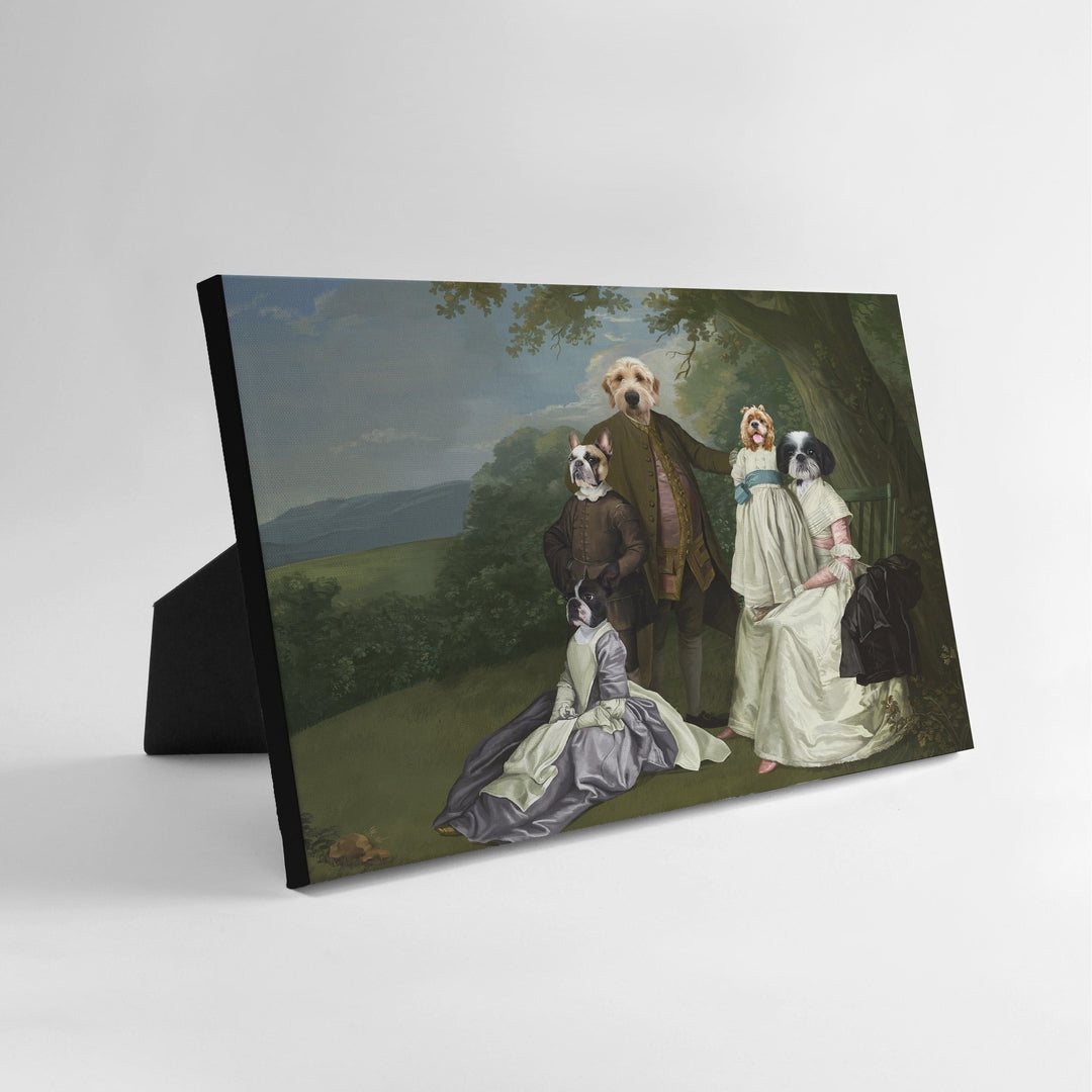 Royal and Paws - Standing Canvas The Family Picnic (Five Pets) - Custom Standing Canvas 8" x 10" / Family J