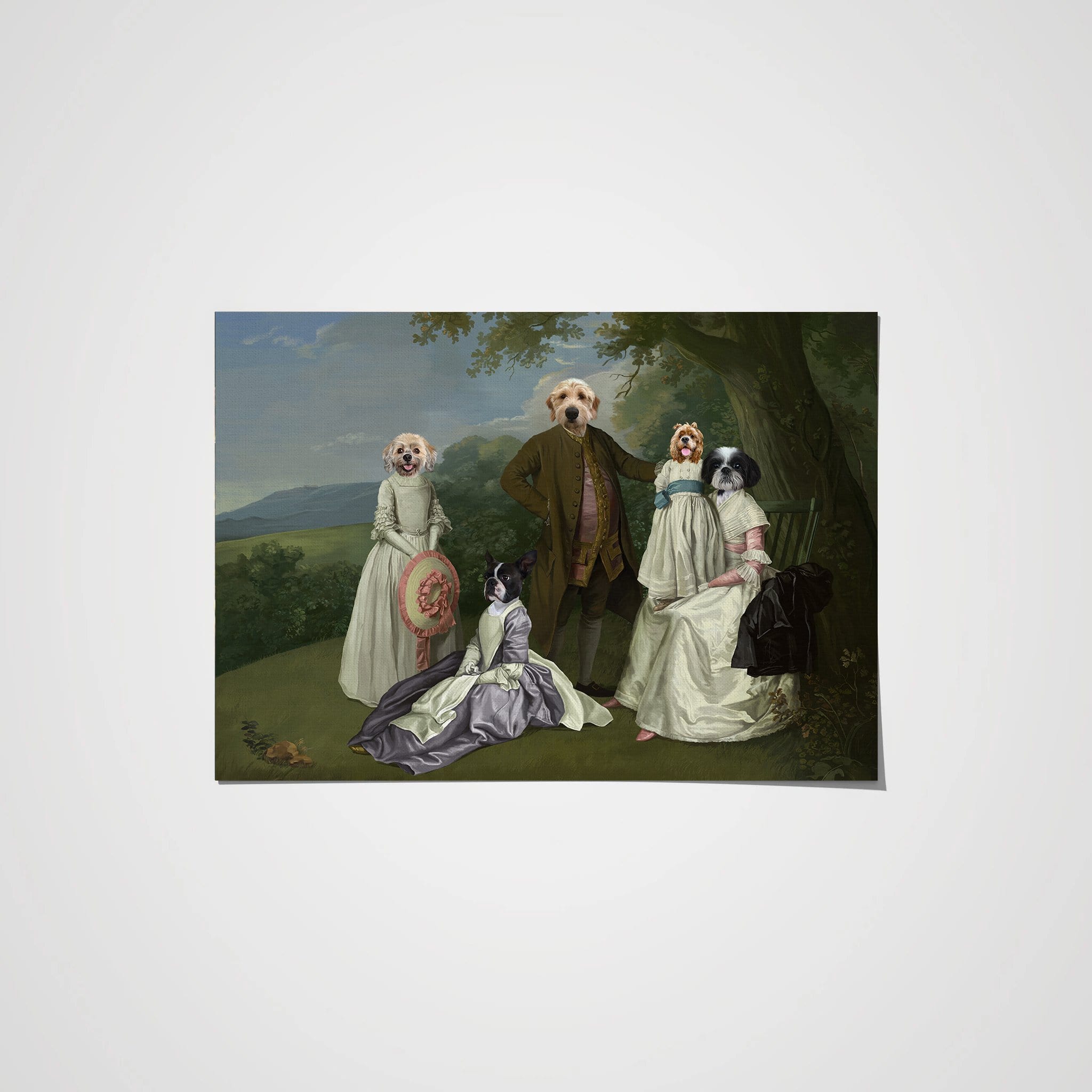 Royal and Paws - Poster The Family Picnic (Five Pets) - Custom Pet Poster 8.3" x 11.7" / Family L