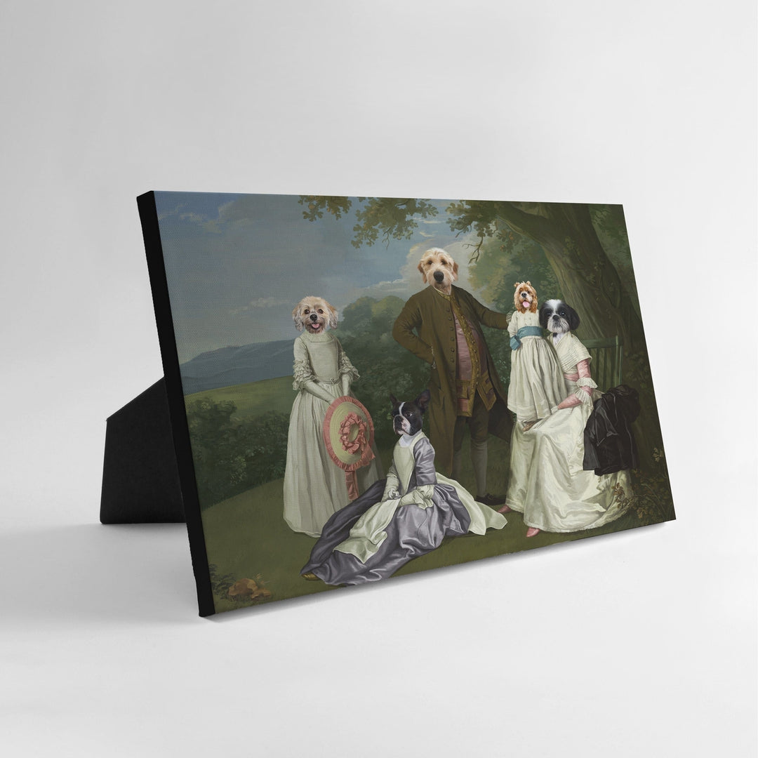 Royal and Paws - Standing Canvas The Family Picnic (Five Pets) - Custom Standing Canvas 8" x 10" / Family L