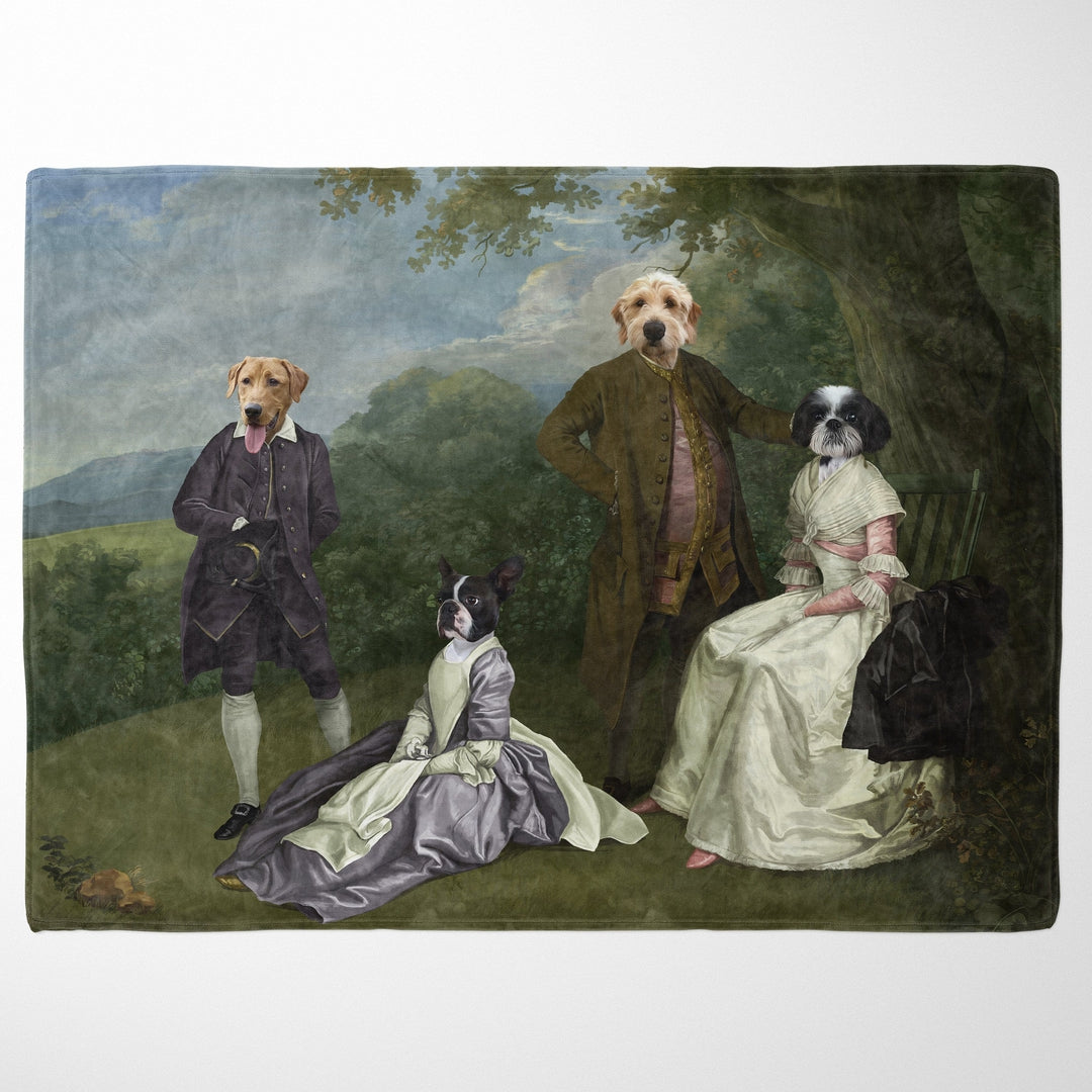 Royal and Paws - Blanket The Family Picnic (Four Pets) - Custom Pet Blanket 30" x 40" / Family A