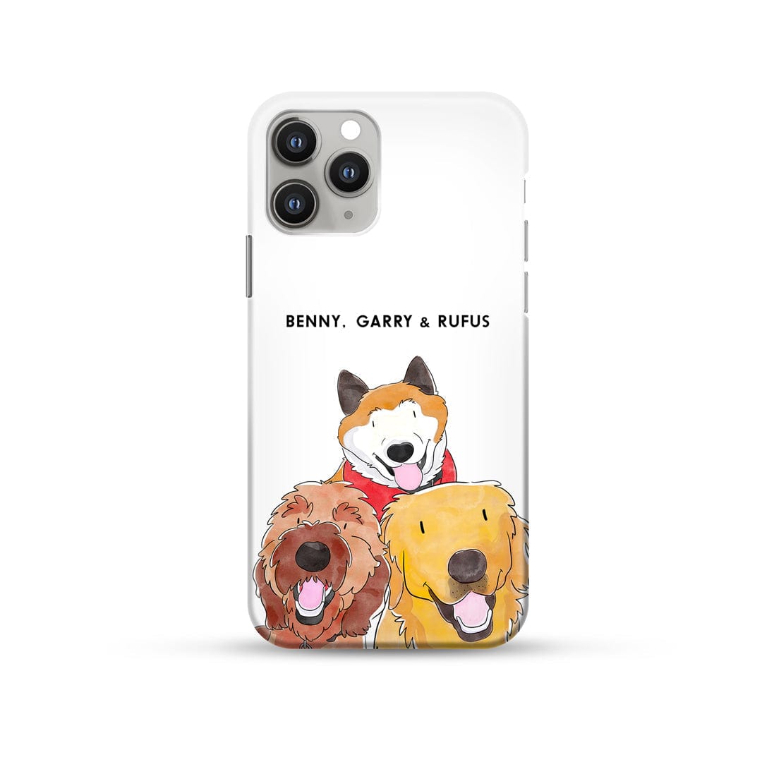 Royal and Paws - Phone Case Watercolor Pet Portrait Phone Case - Three Pets iPhone 14 / With Name