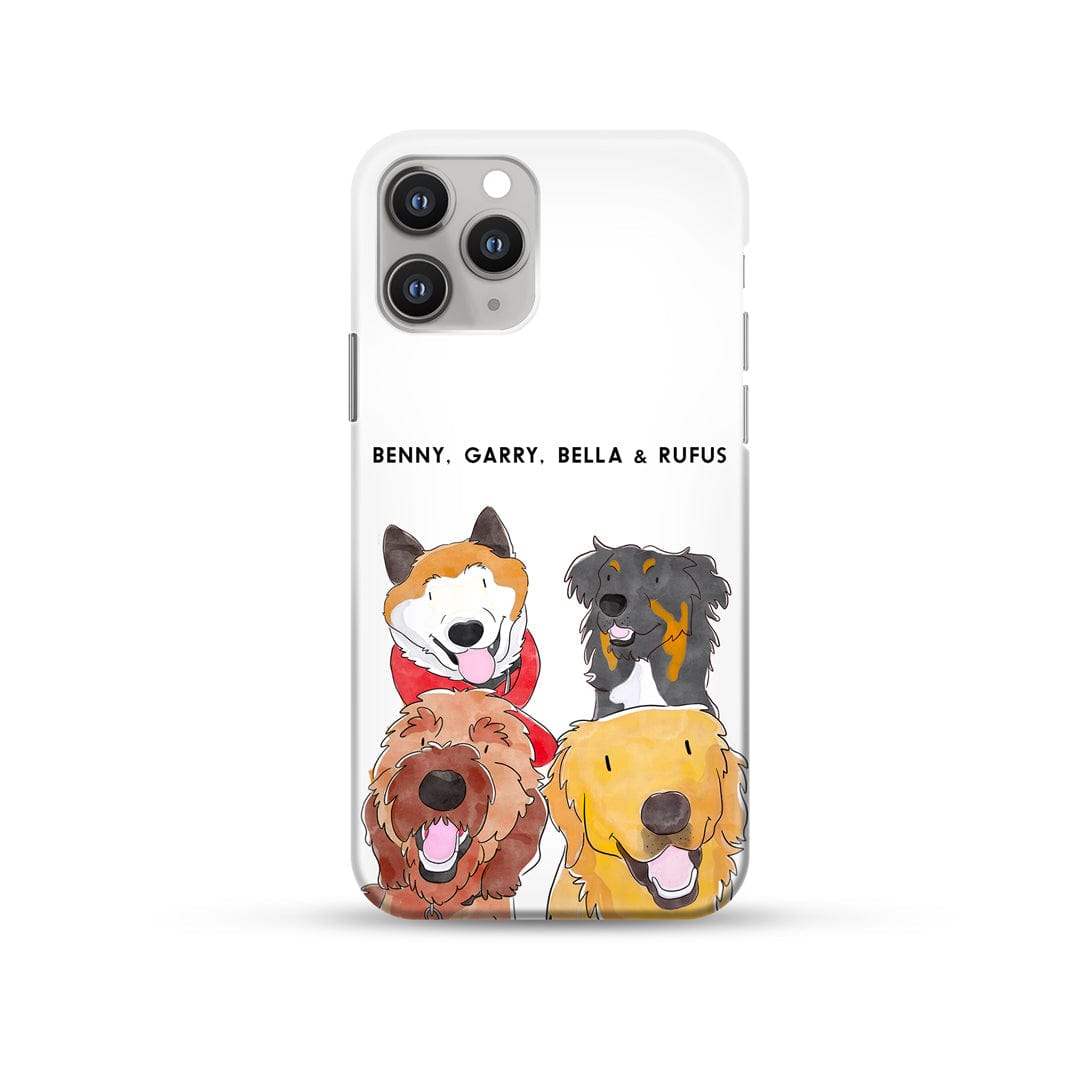 Royal and Paws - Phone Case Watercolor Pet Portrait Phone Case - Four Pets iPhone 14 / With Name