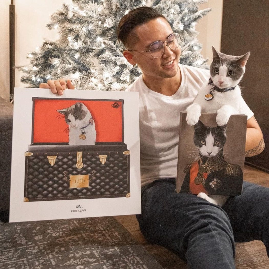 Black and Gold Luxury Trunk Pet Portrait