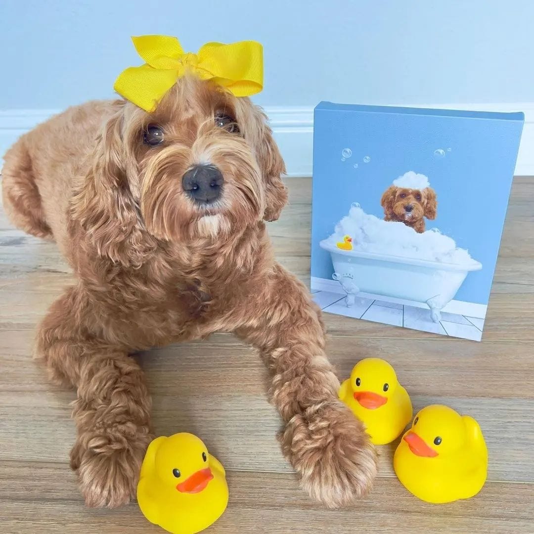 Bath Tub Pet Portrait (One Pet) - Custom Pet Art