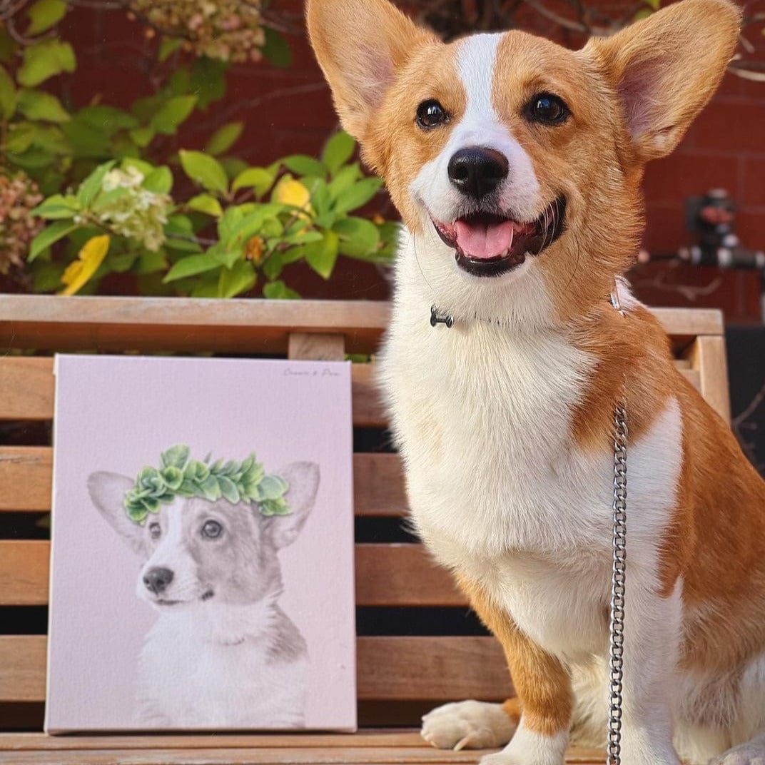 Royal and Paws - Canvas Roman Crown Pet Portrait - Custom Canvas 8" x 10" / Soft Pink